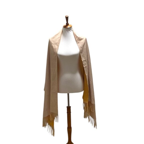 Cashmere 2 Tone Blanket Scarf Yellow One Size - Picture 8 of 10